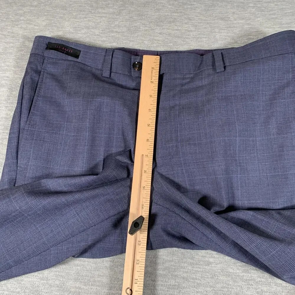 Ted Baker Dress Pants Mens 34x34 Blue Wool Check Jefferson Flat Front Canada